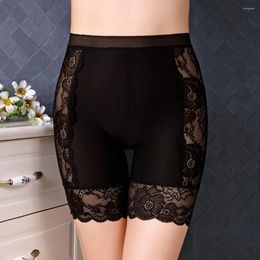 Women's Panties Summer Ice Silk Breathable Seamless Lace Safety High Waist Stretch Shorts Solid Briefs Female Bottom Pants