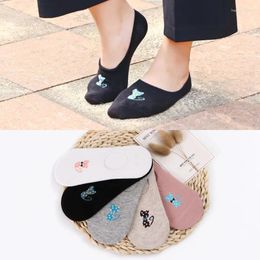 Women Socks Cotton Low Ankle Boat Invisible Silicon Gel Slipper Girl Boy Hosiery 1pair 2pcs Ws162