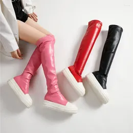 Casual Shoes Simple All-in-one Personality Street S Thick Soled Elastic Boots Women's Large Size Candy Color Over The Knee