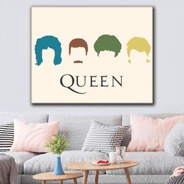 Queen Band Poster Wall Art Canavs Prints Silhouette Music Oil Painting Vintage Simple Style Wall Pictures for Living Room Man Cave Room Decor