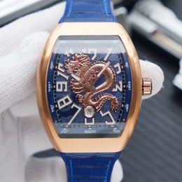 6 Stil Luxus hochwertiger V45 Yachting Dragon King Roségold Automatische Herren Watch Dragon Blue Dial Gummi -Gurt Uhren Uhren