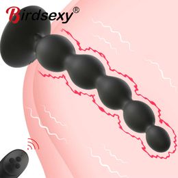 10 Speed Anal Vibrator Beads Prostate Massage Dual Motor Butt Plug Stimulator USB Charge Vibrators sexy Toys For Men Women