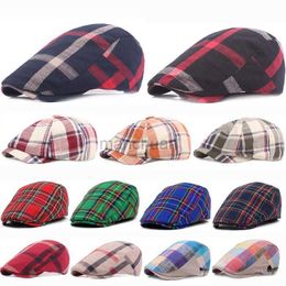 Berets Spring Autumn Hats Adjustable Plaid Beret Hats Men Women Unisex Plain Berets Newsboy Hat Peaked Cap Casual Forward Caps 2021 d24417