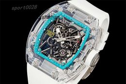 Men Watch Glass Sapphire Design natural 35-01 Crystal Man case rubber watch with black carbon fiber dial wristwatches