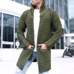 Men's Sweaters Autumn And Winter Cardigan Mens Knitted Sweater Solid Color Turtleneck Long-sleeved Coat Jackets
