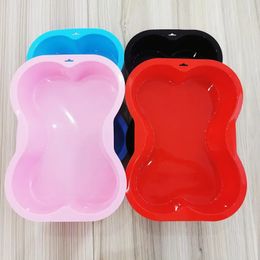 Non-stick Silicone Mould Dog Bone Shape Cake Pan For Puppy Dog Birthday DIY Baking Tool Red Colour