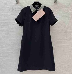 Basic & Casual Dresses Designer Dress Handmade Beaded Diamond French Doll Neck A-line Dress for Women 2024 Spring Short Sleeves A-line Short Skirt 94MB