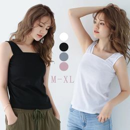 Camisoles & Tanks Summer Women's Tank Top Knitted Camisole Japanese-style Sleeveless Inner Wear For Women Slim Fit Square Neck