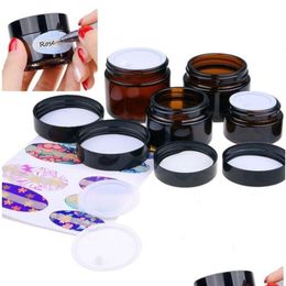 Packing Bottles Wholesale 5G 10G 15G 20G 30G 50G Amber Glass Jar Cosmetic Cream Bottle Refillable Sample Container With Inner Liners A Dhz48