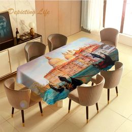 Table Cloth Painting Of Venice Serene Cityscape Antique Gondolas Cover For Kitchen Dining Party Home Decor Indoor Outdoor Tablecloths