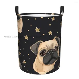 Laundry Bags Pug Dog Waterproof Storage Bag Household Dirty Basket Folding Bucket Clothes Organiser