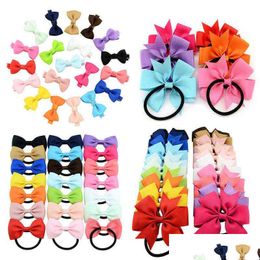 Hair Rubber Bands 10Pcs/Lot Kids Accessories Bowknot Elastic Colorf Scrunchies Fashion Headbands Girls Ponytail Holder Aa220323 Drop Dhnmh