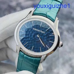 Fancy AP Wrist Watch Millennium Series Womens 77266BC Frost Gold Craft Blue Ripple dial with Pointer Design Automatic Mechanical Ladies Watch