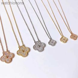 Luxury Top Grade Vancelfe Brand Designer Necklace 925 Silver Plated 18k Rose Gold Lucky Clover Full Diamond Necklace High Quality Jeweliry Gift