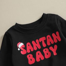 Clothing Sets Toddler Boys Christmas Outfits Santa Hat Letter Print Long Sleeve Sweatshirts And Solid Color Pants 2Pcs Clothes Set