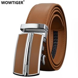 WOWTIGER Men's Fashion Automatic Buckle Leather luxury Designer Male belt Waist Strap Belts for Men ceinture homme cinturon 240410