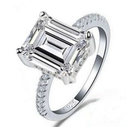 tiffanyjewelry Emerald cut 3ct square Lab Mossen Diamond Ring sterling sier Jewellery Engagement Wedding band moissanite Rings for Women Bridal Party accessory gift