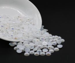 Whole ABS Half Pearl Beads Pure white AB Color All Size Flatback Glue On Rhinestone for Clothes Decoration1146145