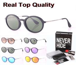 Top quality 4222 Round Sunglasses Men Women Brand Design Glass lens Fashion Male Female with original box packages accessories 5370453