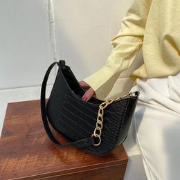 Evening Bags Fashion Chains Shoulder Bag Women PU Leather Armpit Vintage Alligator Pattern Crossbody Lady Handbag Daily High Quality