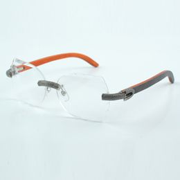 micro paved diamond and cut transparent lens 8300817 natural orange or black or peacock wooden leg size 60-18-135 mm