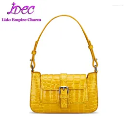 Shoulder Bags 2024 Fashion Design Luxury Women Bag High Gloss Crocodile Skin For Ladies Shinny Alligator Leather Handbags