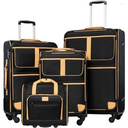 Suitcases Carry On Luggage 4 Piece Set Suitcase Expandable TSA Lock Spinner Softshell Black