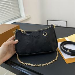 Luxury bag designer bags crossbody bags black white solid leather clutch shoulder bag metal chain plated gold fashion underarm bag M80349 te035 C4