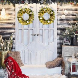 Decorative Flowers Christmas Garland Decoration With Spruce Pine Cones Berry Ball Wreaths Ornaments Realistic Light Up For Wall Front Door