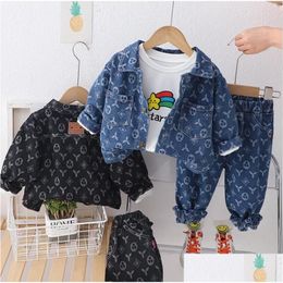 Clothing Sets Spring Autumn Casual Boy Set 2024 Fashion Active Denim Jacket Jeans Pant Kid Children Baby Toddler Clothingclothing Dr Dhwlx