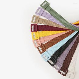 Belts 2024 Korean Version Candy Coloured Buckle Belt Sweet Decorative Square Solid Colour Woven Ladies Wide Jeans