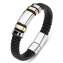 Charm Bracelets Trendy Leather Braided Fashion Classic Design Magnetic Clasp For Men Hip Hop Punk Jewellery Accessories Gift