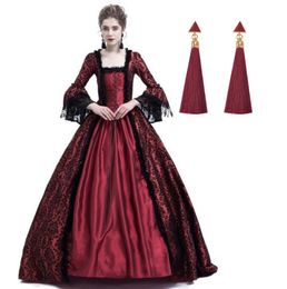 Woman Retro Elegant Princess Party Halloween Queen Palace Court Cosplay Costumes Mediaeval Stage Dresses