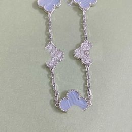 Luxury quality charm v gold material bracelet with purple jade and sparkly diamond in silver plated have stamp box PS3437B