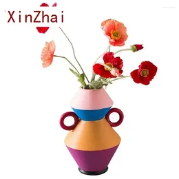 Vases Vilead Colorful Ceramic Vase Hand Painted Fresh Flower Pot Living Room Tabletop Interior Bedroom Home Decoration Accessories