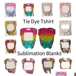 Women'S T-Shirt Sublimation Blank Tie Dye Tshirts Tee Tops Thermal Transfer Blanks Short Sleeve Clothes For Diy Custom Printing Logo B Dhfmm