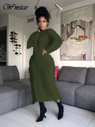 Casual Dresses Wmstar Women Clothing Sweater Winter Clothes Long Sleeve Stretch Maxi Dress Wholesale Drop (without Belt)