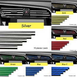 New 10pcs/set 20cm Car Styling Mouldings Outlet Strip Auto Air Vent Grilles Rim Trim Cars Decoration Strips Accessories
