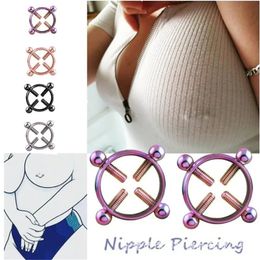 1Pair 316L Stainless Steel Adjustable Nipple Ring for Women Various Colours Clip On Rings Fake Piercing Jewellery 240407