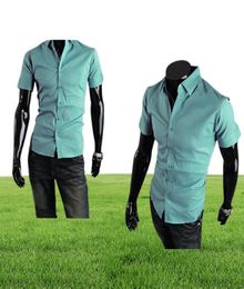 2017 Summer Autumn Mens Designer Shirts Short Sleeve Casual Candy Color Dress Shirt 17 Colors US SIZE XSXL6783454