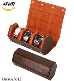 Watch Case for men 3 Slot Watch Roll Travel Case Storage Organiser Display Handmade accessory Portable Jewellery Round Box Gift 221122733