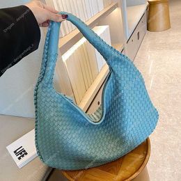 Grey Shoulder Bags Woven Leather Bag 2024 Trend Fashion Luxury Designer Handbag High Quality Black Blue Pink Brown Tote for Women 43cm