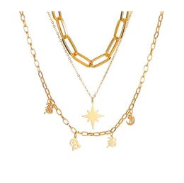 Chains Fashion Vintage Thick Chain Multilayer Star Pendant Necklace For Women Simple Layered Letter Harajuku Accessories Neck1589074