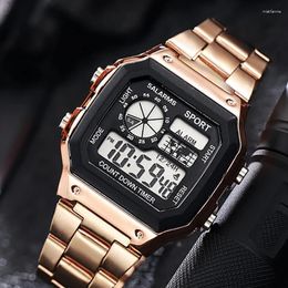 Wristwatches YIKAZE Military Men's Digital Watches Steel Strap Classic Men Sports Luminous Chronograph Male Electronic Wrist