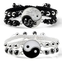 2Pcs/set Dragon Tai Chi Gossip Braided Bracelet for Women Men Best Friends Adjustable Yin Yang Bracelets Fashion Couple Jewelry