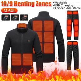 Hunting Jackets 9 Areas Heated Vest Heating Coat Winter Warmer Electric Jacket Women Man Thermal Pants Skiing Hiking Vests M-6XL