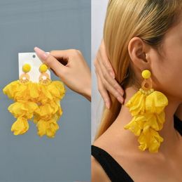 Dangle Chandelier Flower Big Hanging Earrings For Women Girl 2022 Trend Luxury Design Lace Cotton Petals Fairy Elegant Jewellery A5622866