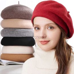 HCIC Berets French Beret Artist Warm Wool Winter Beanie Hat Cap Vintage Women Girl Plain Beret Hats Solid Colour Elegant Lady Winter Caps d24418