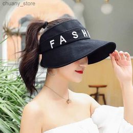 Visors Topless Hat Womens Summer Korean-Style Sun Protection UV Protection Sun Hat Outdoor Face Cover Travel Riding Electric Car Sun H Y240417
