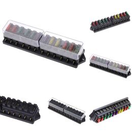 New 1pcs 12 Way DC 12V 24V 32V 40A Plastic Cover Car Fuse Box Blade Block Holder with 10 Fuses for Auto Boat Marine Trike